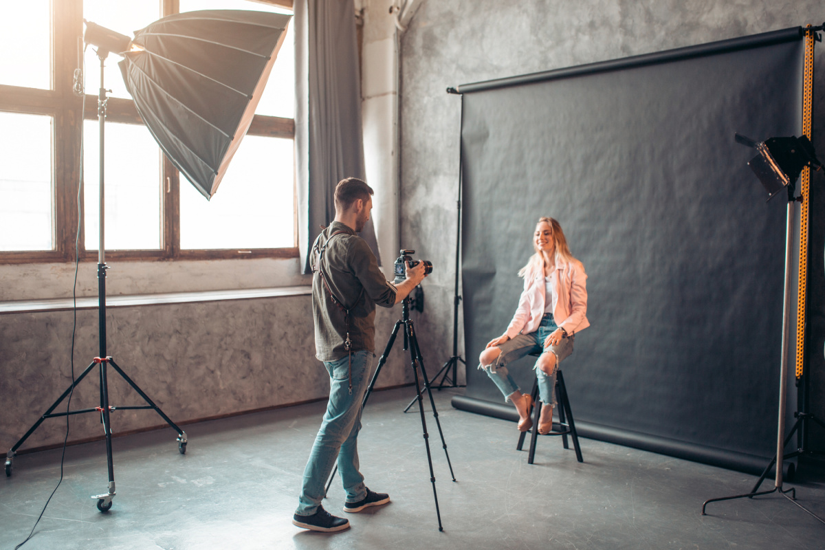Woman getting photos taken in a Fort Worth photography studio